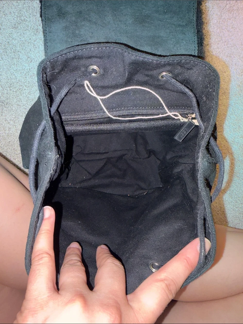 UGG Black Shearling Flap Suede Backpack